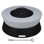 Outdoor Metal Fire Bowl With Sparkle Screen Cover And Round Metal Stand - Image 3
