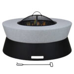 Outdoor Metal Fire Bowl With Sparkle Screen Cover And Round Metal Stand - Image 4