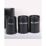 Tea, Coffee & Sugar Canisters Set of 3 Pcs Matt Black