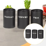 Tea, Coffee & Sugar Canisters Set of 3 Pcs Matt Black - Image 4