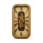 Wooden Rectangle Wall Clock Gears Large
