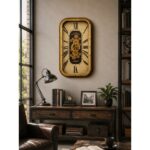 Wooden Rectangle Wall Clock Gears Large - Image 2