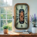 Wooden Rectangle Wall Clock Gears Large - Image 3