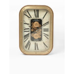 Wooden Rectangle Wall Clock Gears Medium