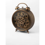 Metal Table Clock in Traditional Gear Design Matt Gold - Image 2