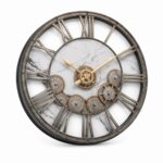 Wall Clock With Roman Numbers And Gears 50cm