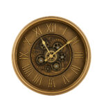 Wall Clock With Roman Numbers And Gears Black