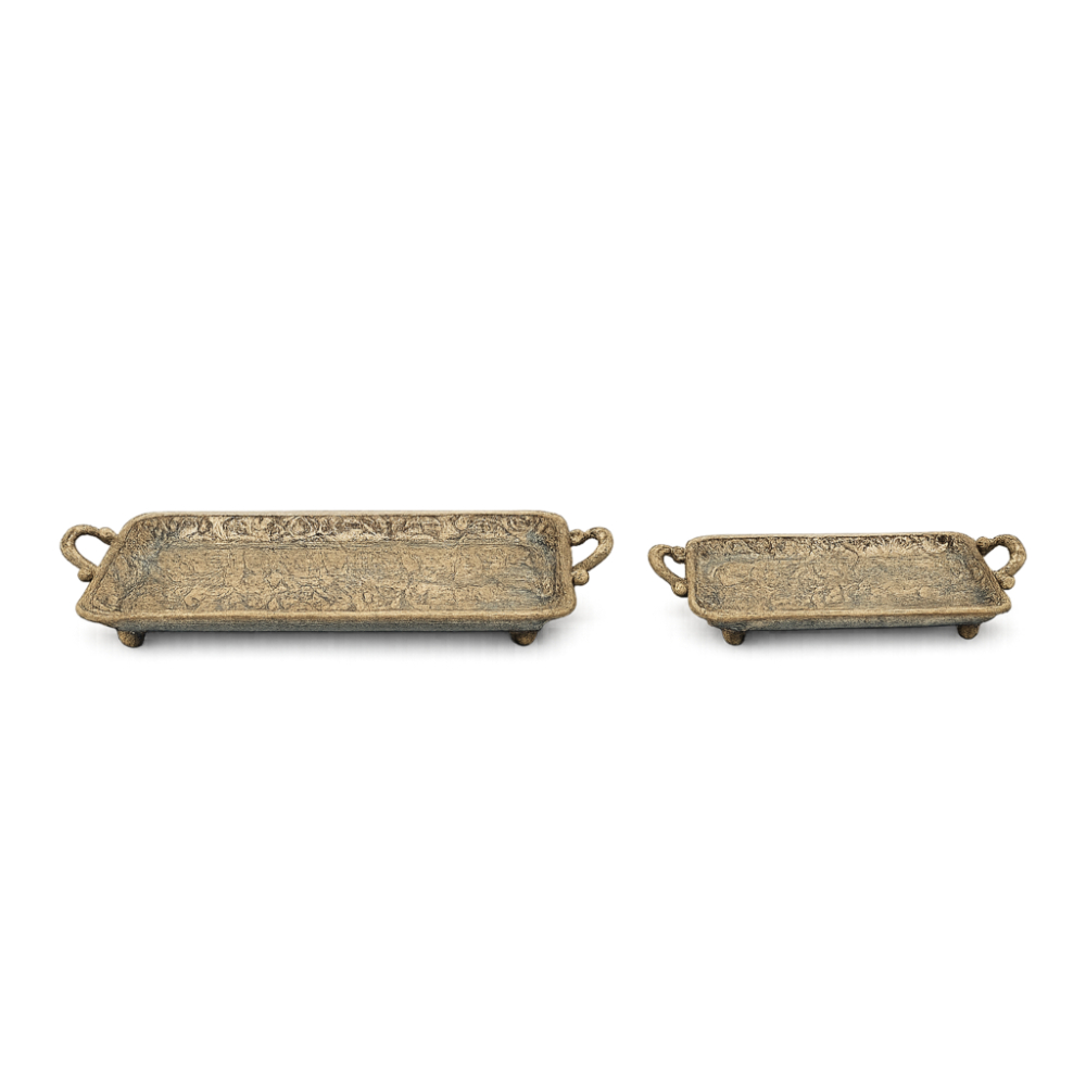 OSM-2474-1 Antique Metal Trays Set Of 2 Pcs - Image 1