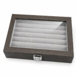 Wooden Ring & Jewelry Organizer With  Velvet Inner PU Leather