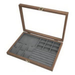Wooden Jewelry Organizer Velvet Inner Slots PU Leather