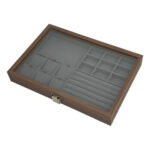 Wooden Jewelry Organizer Velvet Inner Slots PU Leather - Image 2