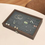 Wooden Jewelry Organizer Velvet Inner Slots PU Leather - Image 3