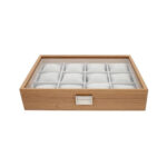 Wooden Jewelry/Watch Organizer Velvet Tray With 12-Slots PU Leather