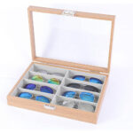 Wooden Sunglasses Organizer Velvet Tray With 8-Slots PU Leather - Image 2
