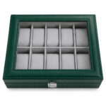 Wodden Square Watch Box With 10 Slots PU Leather