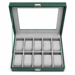 Wodden Square Watch Box With 10 Slots PU Leather - Image 2