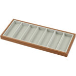 Wooden Sunglasses Organizer Velvet Tray With 7-Slots PU Leather
