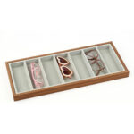 Wooden Sunglasses Organizer Velvet Tray With 7-Slots PU Leather - Image 2