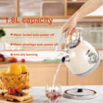 Retro Electric Kettle With Auto Power Off And Temperature Display 1.8L White - Image 6