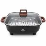 Large Capacity Electric Hot Pot With Iron Steamer Base & Glass Lid
