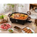Large Capacity Electric Hot Pot With Iron Steamer Base & Glass Lid - Image 3