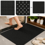 Textured Grid Bath Mat - TPR Material-Black - Image 4
