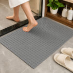 Textured Grid Bath Mat - TPR Material-Grey - Image 2
