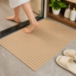 Textured Grid Bath Mat - TPR Material-Beige - Image 2