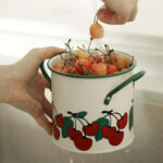 Metal Vintage Cutlery Holder White Fruit Print - Image 4
