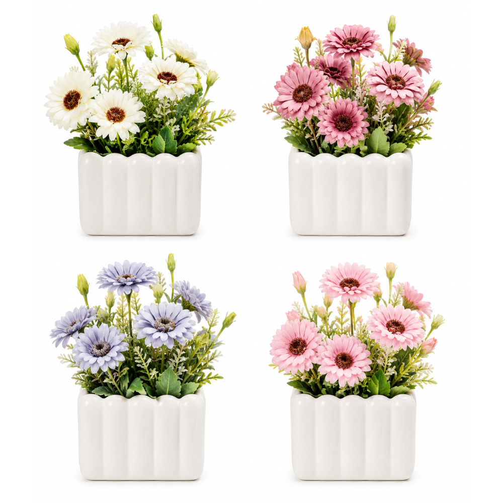 Osm-2305-1 Artificial Flower Bonsai in Textured Ceramic Pot - Image 1