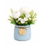 Artificial Flower Bonsai Ribbed Ceramic Pot - Image 2
