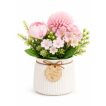 Artificial Flower Bonsai Ribbed Ceramic Pot - Image 3