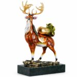 Decorative Craft Deer Ornament- Copper and Wooden Base