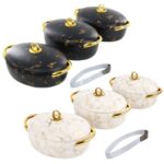 Marble-Style Insulated Plastic Hotpot with Gold Accent Handle