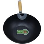 Carbon Steel Wok with Wooden Handle - 11 Inch - Image 2