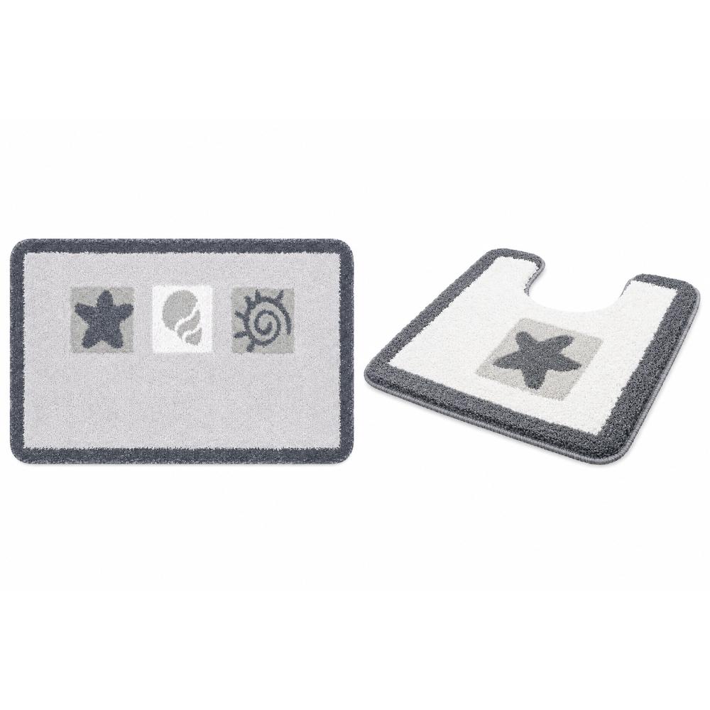 KLW-215-1-Merch Bath and Contour Toilet Rug Set OYSTER GREY - Image 1
