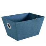 Suede Fabric Storage Basket – Blue - Image 2