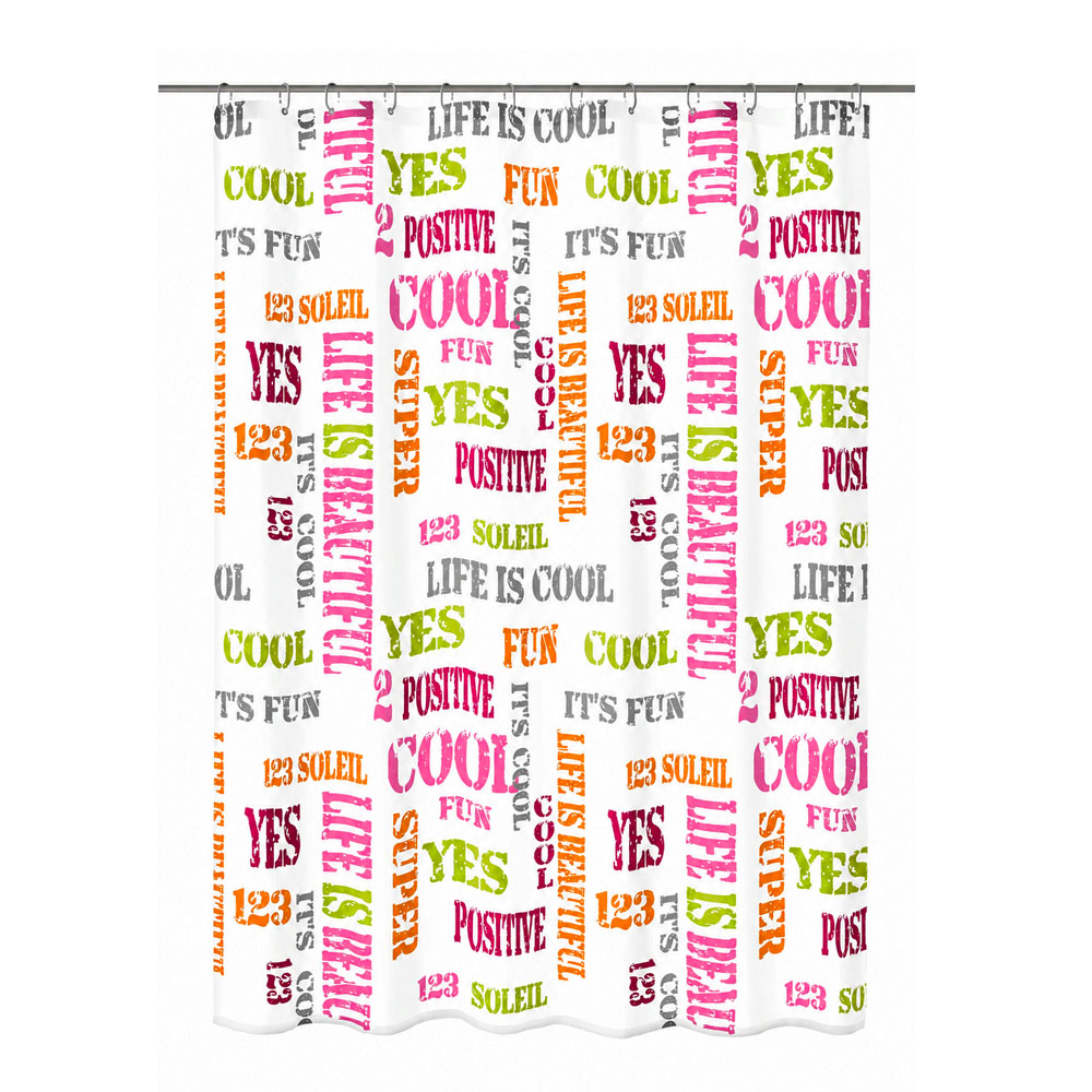 KLW-516-1 Shower Curtain Textile Script - Multicolor - Image 1