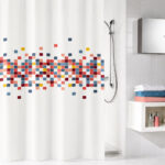 Cora Geometric Waterproof Shower Curtain – Multicolor