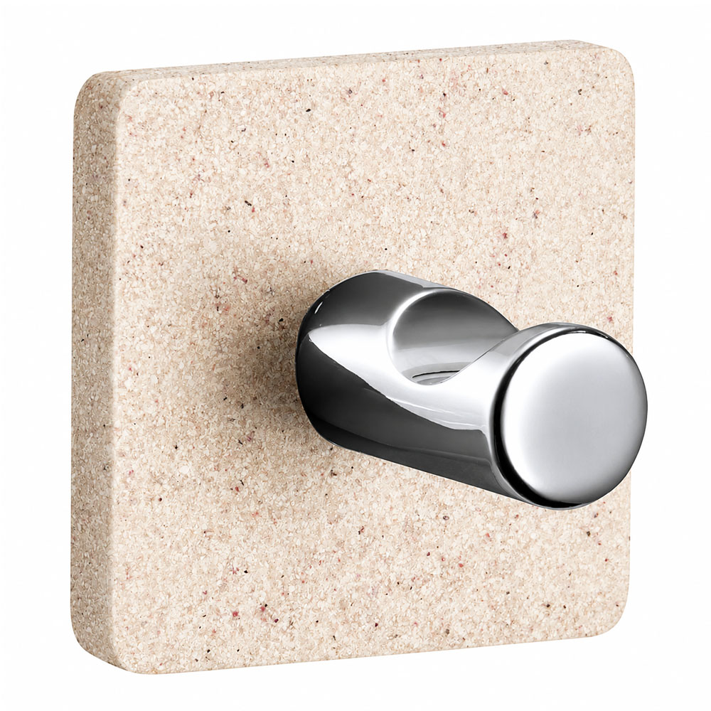 KLW-525-1 Stone Finish Bathroom Wall Hook – Beige - Image 1