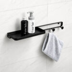 Framework Wall Shelf with Hooks – Black - Image 3