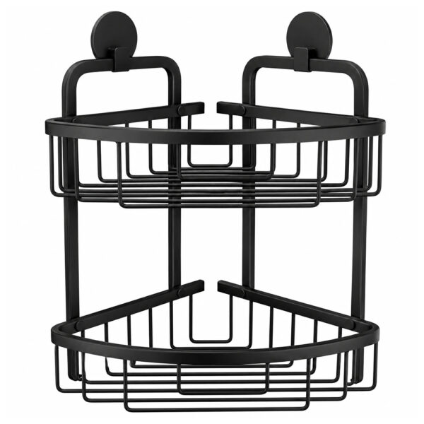 Rocco 2-Tier Corner Bathroom Shelf – Black