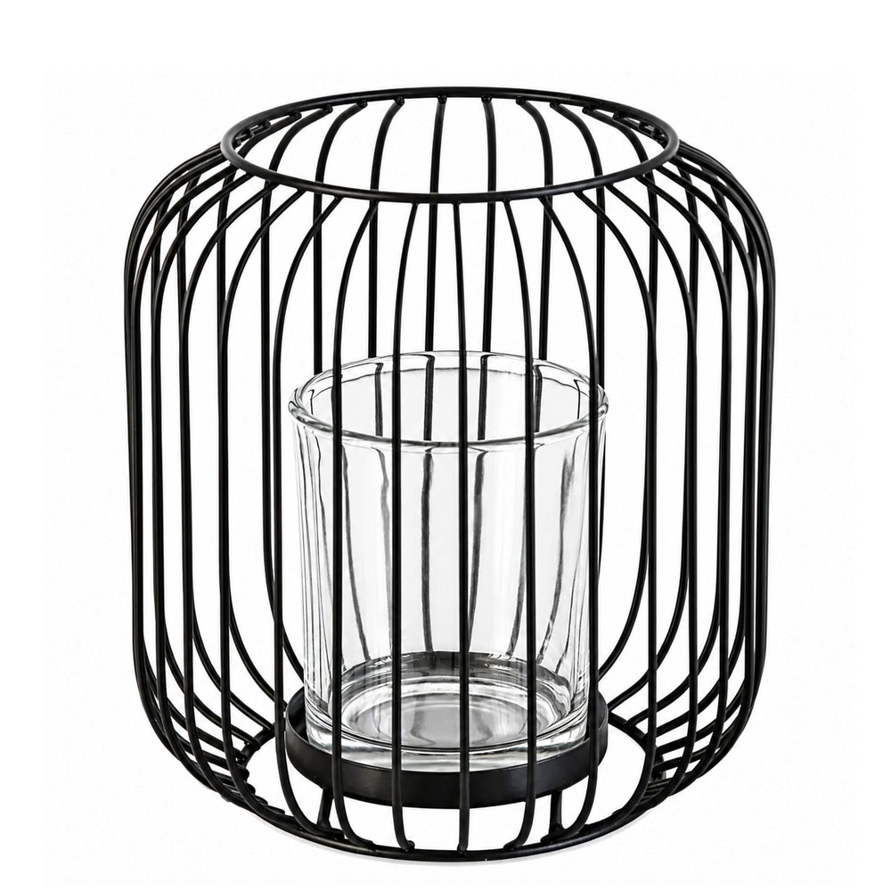 KLW-532-1 Ballot Metal Cage Candle Holder – Black - Image 1