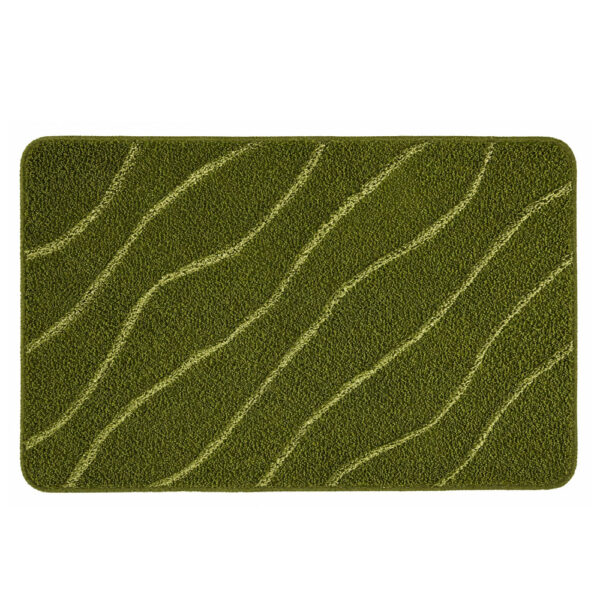 Tram Textured Bath Rug – Dark Olive Green