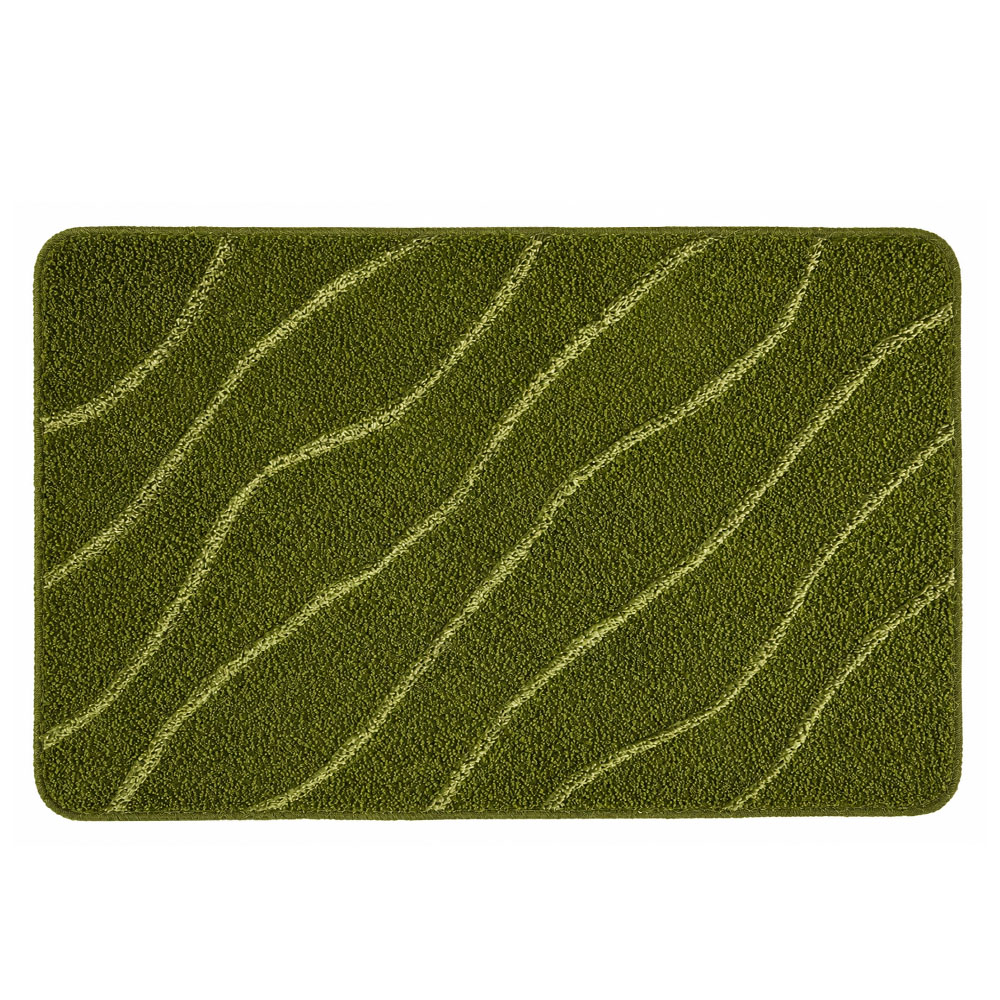 KLW-658-1 Tram Textured Bath Rug – Dark Olive Green - Image 1