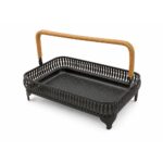 Vintage Iron Serving Basket with Wrapped Handle – Black - Image 2