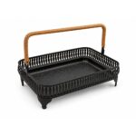 Vintage Iron Serving Basket with Wrapped Handle – Black