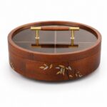 Solid Wood Fruit Storage Box with Glass Lid & Copper Handle