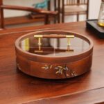 Solid Wood Fruit Storage Box with Glass Lid & Copper Handle - Image 2