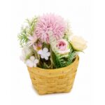 Artificial Flower Bonsai in Woven Rattan Basket - Image 2
